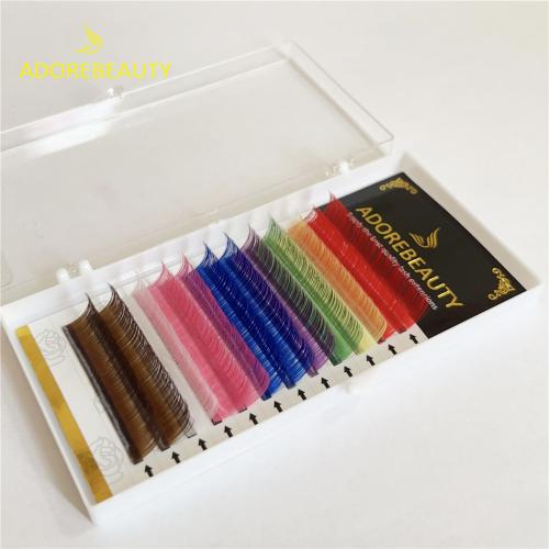 Rainbow colored eyelash extensions